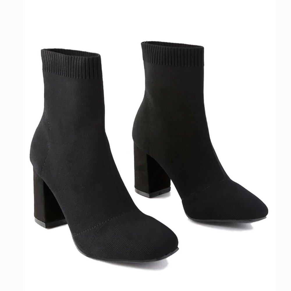 MIA Women's Erika Block Heel Knit Sock Booties 6.5